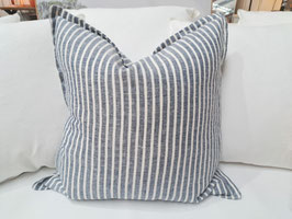 Denim Grey & White Striped Feather Insert Cushion - 3 Available