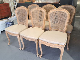 "Eureka Furniture" Set 6 Elm Timber & Rattan Dining Chairs