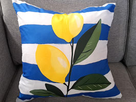 BRAND NEW Blue & Yellow Lemon Cushion - 2 Available