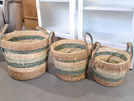 BRAND NEW Green Stripe Basket - 3 Sizes