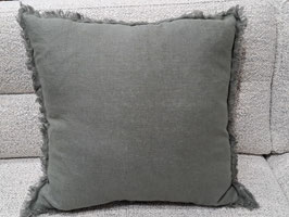 Sage Green Tassle Edge Feather Cushion - 2 Available