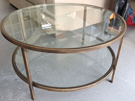 "Palladium" Round Glass Brass Look Coffee Table