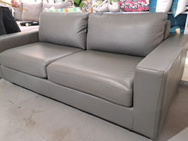 "Harvey Norman" Grey Leather 3 Seater Sofa Bed
