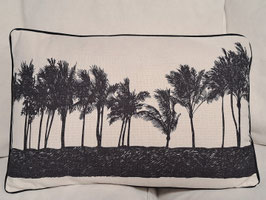 BRAND NEW Black & Cream Linen Palm Row Cushion