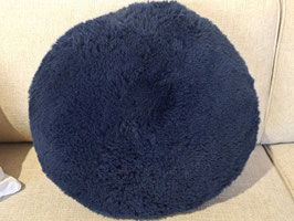 Thick Round Navy Faux Fur Cushion