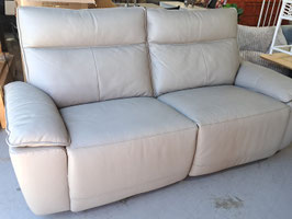 "Nick Scali" Stone Grey Leather 2.5 Seater Electric Reclining Lounge