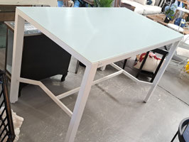 "Mimosa" Glass Top White Aluminium High Outdoor Bar Table