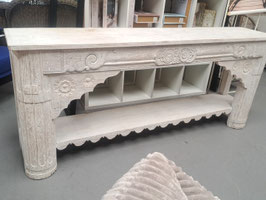 Indian Whitewashed Carved Timber Hall Table