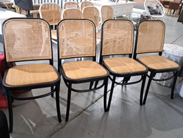 "Oz Design" Set 4 Black Timber & Rattan Dining Chairs