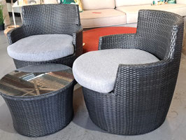 Weatherproof Dark Grey Wicker 3 Pce Setting