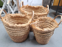 BRAND NEW Fringed Natural Woven Basket - 3 Sizes