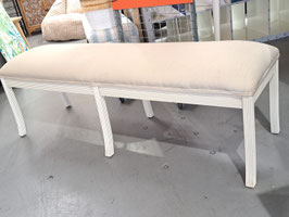 Long White Timber & Bone Upholstered Bench Seat