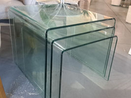 Nest of 3 Curved Glass Side Tables