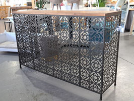 BRAND NEW Moroccan Black Metal Timber Top Hall Table - Large