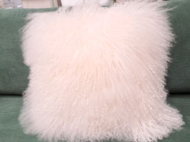 "Bambury" White Mongolian Lambswool Cushion