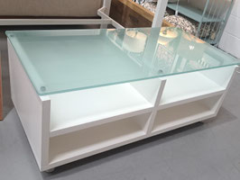 Frosted Glass Top Satin White Laminate Coffee Table