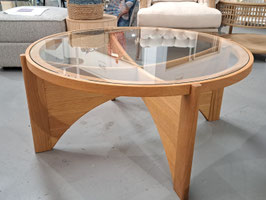 "The Modern" Round Glass Top Solid Oak Coffee Table