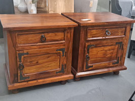 Pair Rustic Hardwood Bedsides