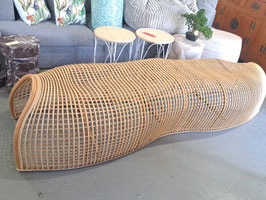 Large Designer Curved Cane Bench Seat