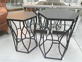 BRAND NEW Black Metal Hexagon Side Table - 2 Sizes