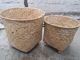 BRAND NEW Whitewash Cane Planter - 2 Sizes