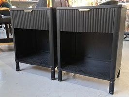 BRAND NEW Pair Black Fluted Bedsides