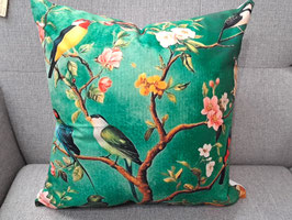 BRAND NEW Emerald Green Chinoiserie Birds Cushion - 2 Available