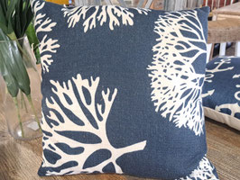 Navy & White Coral Cushion