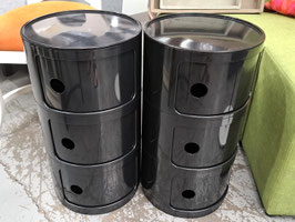 Pair Round Gloss Black Replica Kartell Bedsides
