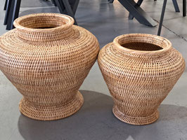 "Paume" Round Cane Urn - 2 Sizes