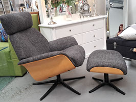 "IMG" Grey Swivel Armchair with Ottoman