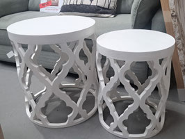 BRAND NEW Round White Quarterfoil Side Table - 2 Sizes