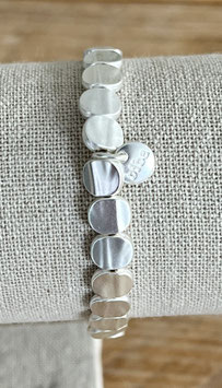 Biba Armband flache, matte silberfarbene, ovale Scheiben