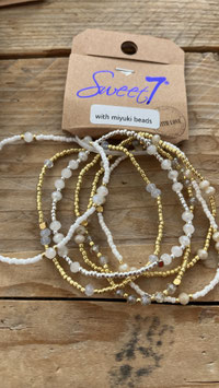 Sweet 7, 6er Armband gold/weiß