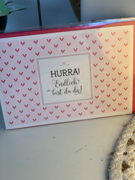 Art a la card Klappkarte " Hurra! Endlich bist du da " Pink