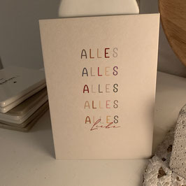 HEY! Cards Holzschnittpostkarte  " Alles Alles Alles Alles Alles liebe "