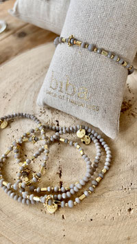 Biba Armband graue und goldfarbene Perlen