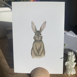 O Eulenschnitt Aquarellkarte Rabbit
