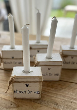 Das Holzschild Kerzenständer " Wünsch Dir Was "