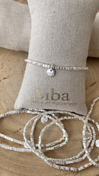 Biba Armband silberfarbene matte eckige Perlen