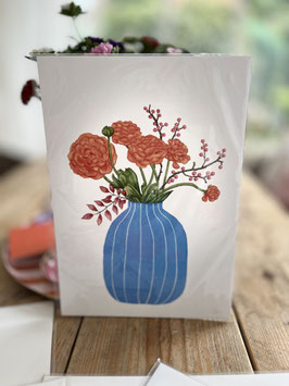 ask a duck Kunstdruck " Blaue Vase mit Blüten "