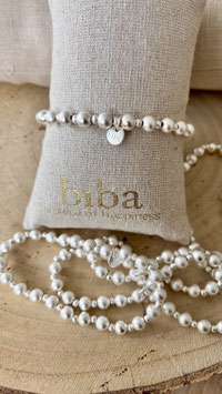 Biba Armband große, matte, silberfarbene Kugeln