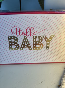 Art a la card Klappkarte " Hallo Baby " Pink