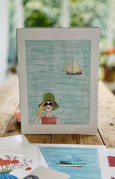 Ask a duck Kunstdruck " Frau mit Fernglas "