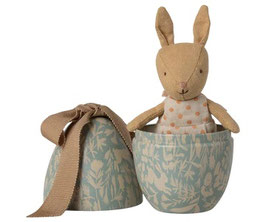 Easter egg dusty blue with Micro rabbit small