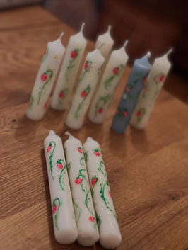 2er Set Kerzen cremeweiß Erdbeeren(liegend)