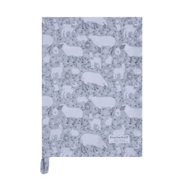 Teatowel Geschirrtuch Ostern Schafe&Bunnies grau