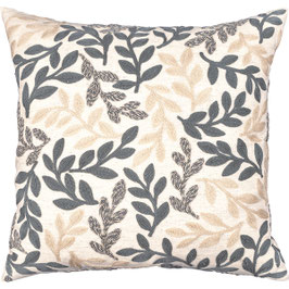 Cushion Cover Leaf grey allover embroidery