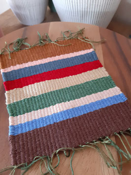 Mini Webteppich Unikat Brown Retro Stripes