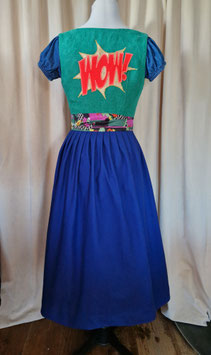 grün/blaues Dirndl "WOW" orange